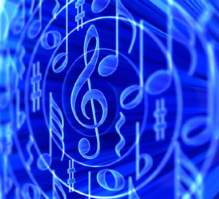 Treble clef surrounded by musical notation
