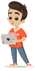 Boy With Tablet Playing Fun Quizzes