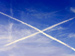 To vapour trails intersecting