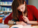 Girl doing French homework