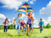 Children flying a kite