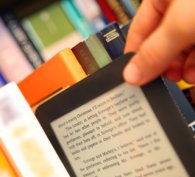 Literature displayed on a hand-held electronic device